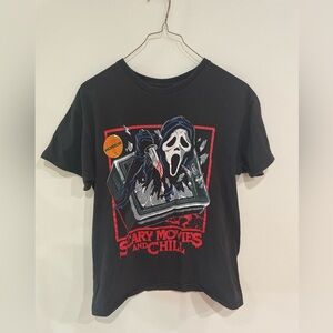 Ghost Face Shirt Mens Medium  Black Scary Movies And Chill Pullover Halloween